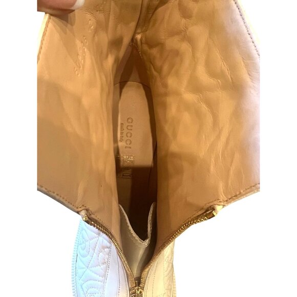 Gucci Women's G Rhombus Leather Mid-Heel Ankle Boots Size 42 NEW - Picture 15 of 16